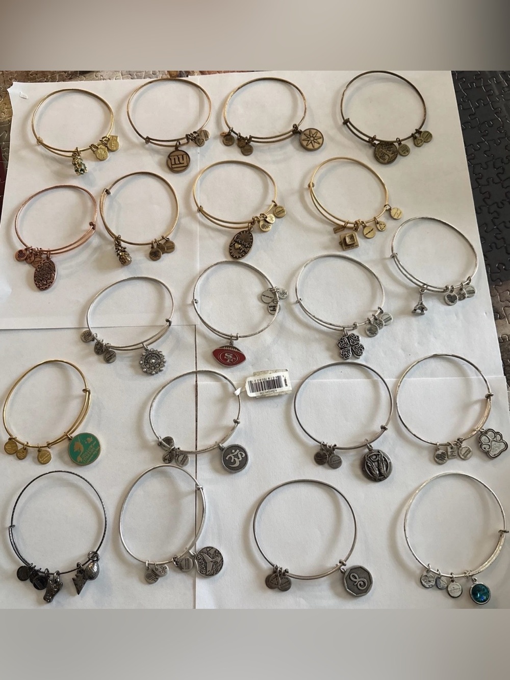 Alex and Ani Mixed Metal Charm Bracelet Lot — Gold & Silver Tones